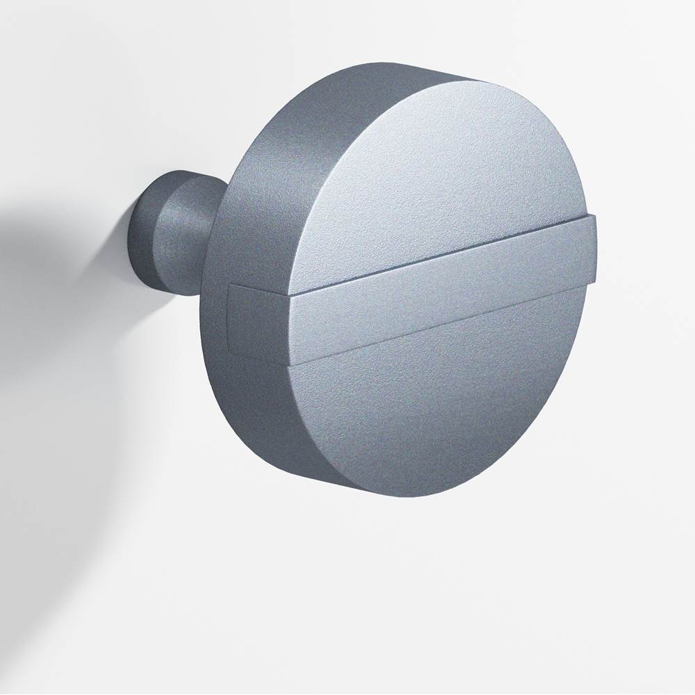 Colonial Bronze - 1.5'' diameter Round, striped Cabinet Knob with tapered post hand finished in Frost Chrome  and Frost Chrome - Frost Chrome,Frost Chrome