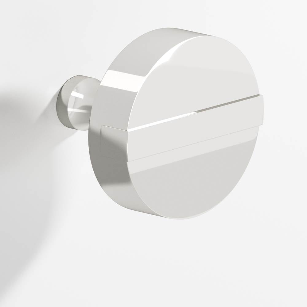 Colonial Bronze - 1.5'' diameter Round, striped Cabinet Knob with tapered post hand finished in Polished Nickel and Polished Nickel - Polished Nickel,Polished Nickel