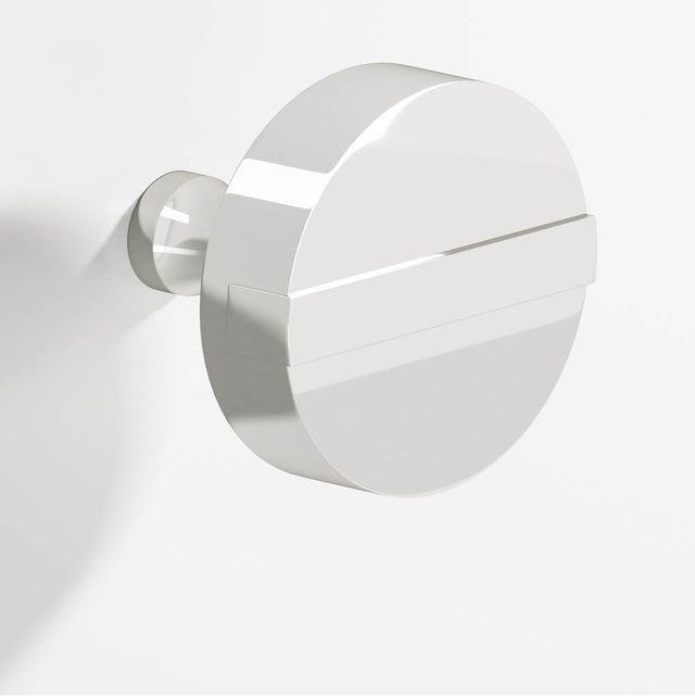 Colonial Bronze - 1.5'' diameter Round, striped Cabinet Knob with tapered post hand finished in Polished Nickel and Polished Nickel - Polished Nickel,Polished Nickel