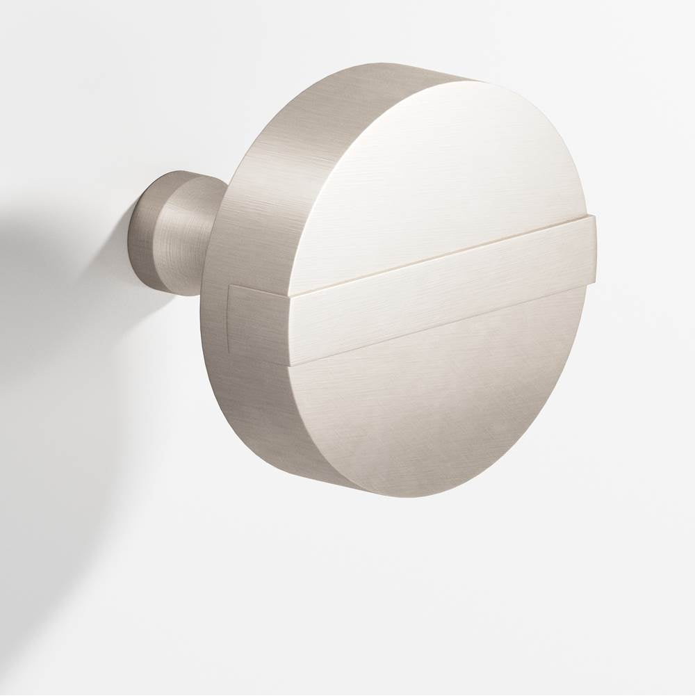 Colonial Bronze - 1.5'' diameter Round, striped Cabinet Knob with tapered post hand finished in Matte Satin Nickel and Matte Satin Nickel - Matte Satin Nickel,Matte Satin Nickel