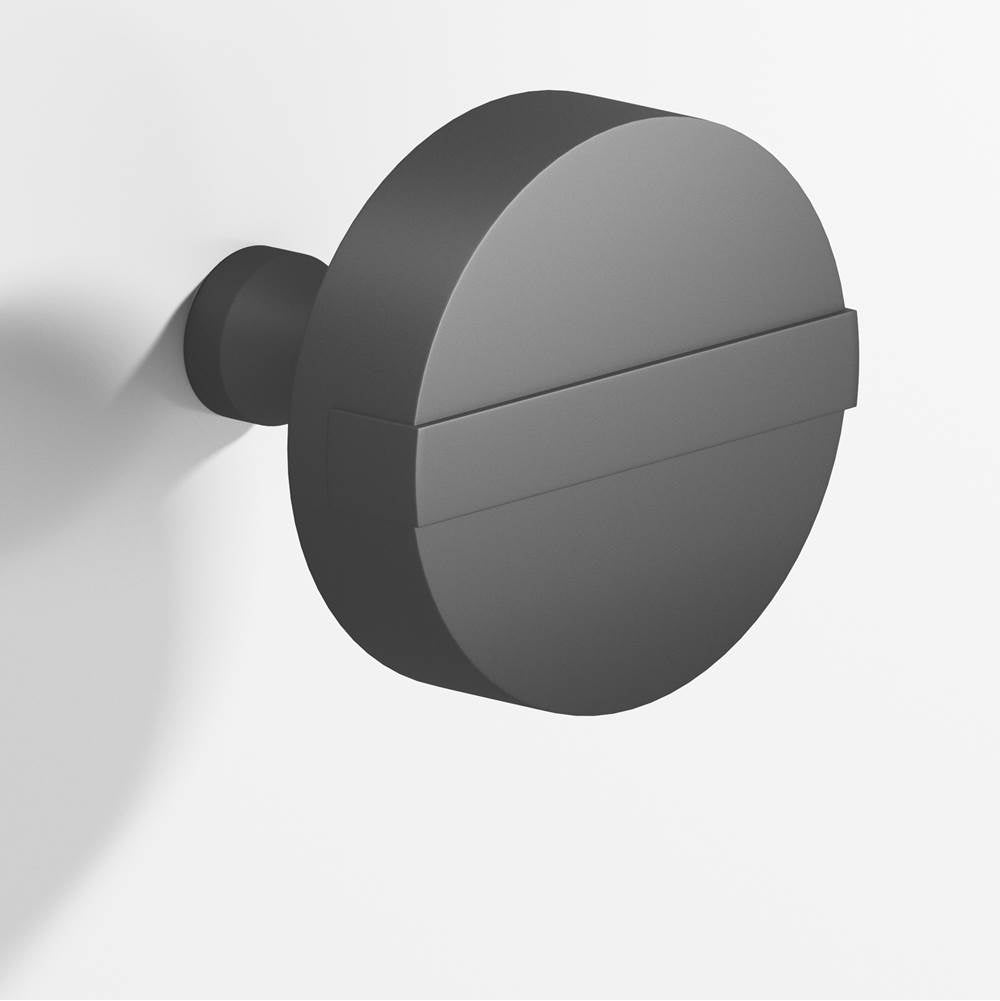 Colonial Bronze - 1.5'' diameter Round, striped Cabinet Knob with tapered post hand finished in Matte Graphite and Matte Graphite - Matte Graphite,Matte Graphite