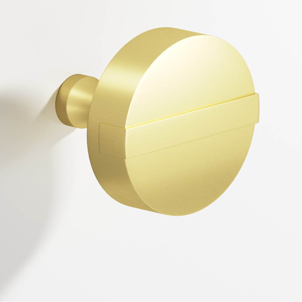 Colonial Bronze - 1.25'' diameter Round, striped Cabinet Knob with tapered post hand finished in Matte Satin Brass and Matte Satin Brass - Matte Satin Brass,Matte Satin Brass