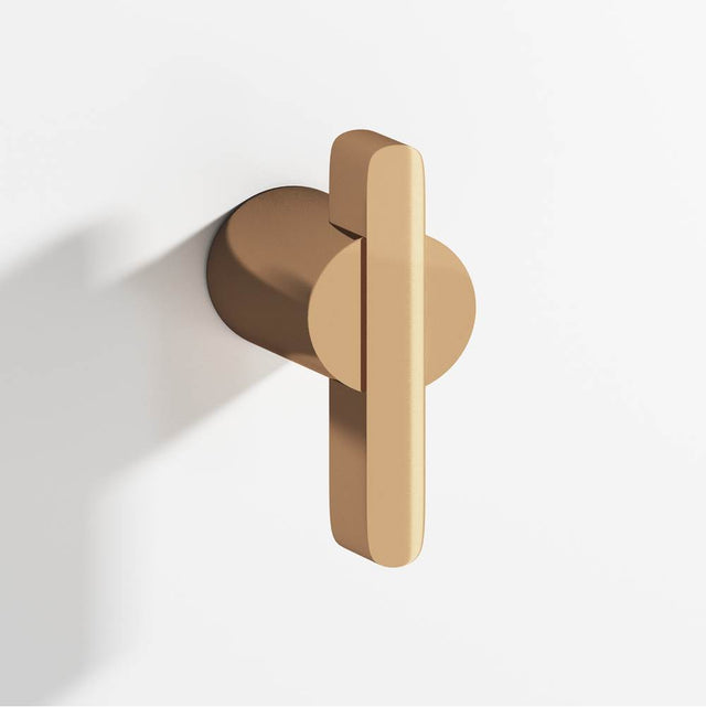 Colonial Bronze - 1.875'' overall, 0.75'' diameter Round, offset and striped T Cabinet Knob, Back-to-Back Shower Door Knob Kit hand finished in Polished Bronze and Polished Bronze - Polished Bronze,Polished Bronze