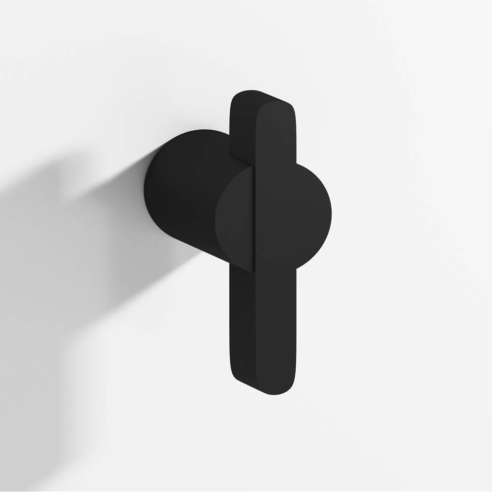 Colonial Bronze - 1.875'' overall, 0.75'' diameter Round, offset and striped T Cabinet Knob, Back-to-Back Shower Door Knob Kit hand finished in Matte Satin Black and Matte Satin Black - Matte Satin Black,Matte Satin Black