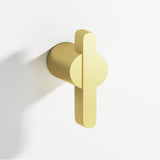 Colonial Bronze - 1.875'' overall, 0.75'' diameter Round, offset and striped T Cabinet Knob, Back-to-Back Shower Door Knob Kit hand finished in Matte Satin Brass and Matte Satin Brass - Matte Satin Brass,Matte Satin Brass