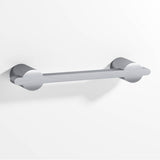 Colonial Bronze - 3.5'' center-to-center, 4.75'' overall, 0.25 x 0.375'' Rectangular Cabinet Pull partially encapsulated by round posts hand finished in Satin Chrome and Satin Chrome - Satin Chrome,Satin Chrome