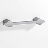 Colonial Bronze - 8'' center-to-center, 9.25'' overall, 0.25 x 0.375'' Rectangular Cabinet Pull partially encapsulated by round posts hand finished in Matte Satin Chrome and Matte Satin Chrome - Matte Satin Chrome,Matte Satin Chrome