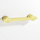 Colonial Bronze - 4'' center-to-center, 5.25'' overall, 0.375 x 0.25'' Rectangular Cabinet Pull partially encapsulated by round posts hand finished in Unlacquered Polished Brass and Unlacquered Polished Brass - Unlacquered Polished Brass,Unlacquered Polished Brass