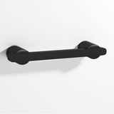 Colonial Bronze - 3.5'' center-to-center, 4.75'' overall, 0.375 x 0.25'' Rectangular Cabinet Pull partially encapsulated by round posts hand finished in Satin Black and Satin Black - Satin Black,Satin Black