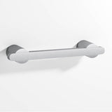 Colonial Bronze - 5'' center-to-center, 6.25'' overall, 0.375 x 0.25'' Rectangular Cabinet Pull partially encapsulated by round posts hand finished in Matte Satin Chrome and Matte Satin Chrome - Matte Satin Chrome,Matte Satin Chrome