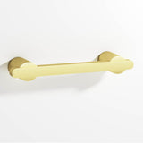 Colonial Bronze - 4'' center-to-center, 5.25'' overall, 0.375 x 0.25'' Rectangular Cabinet Pull partially encapsulated by round posts hand finished in Matte Satin Brass and Matte Satin Brass - Matte Satin Brass,Matte Satin Brass
