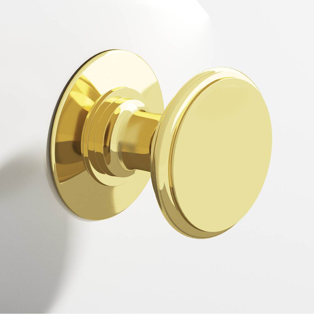 Colonial Bronze - 1.25'' diameter Round Cabinet Knob, Back-to-Back Shower Door Knob Kit hand finished in Polished Brass - Polished Brass