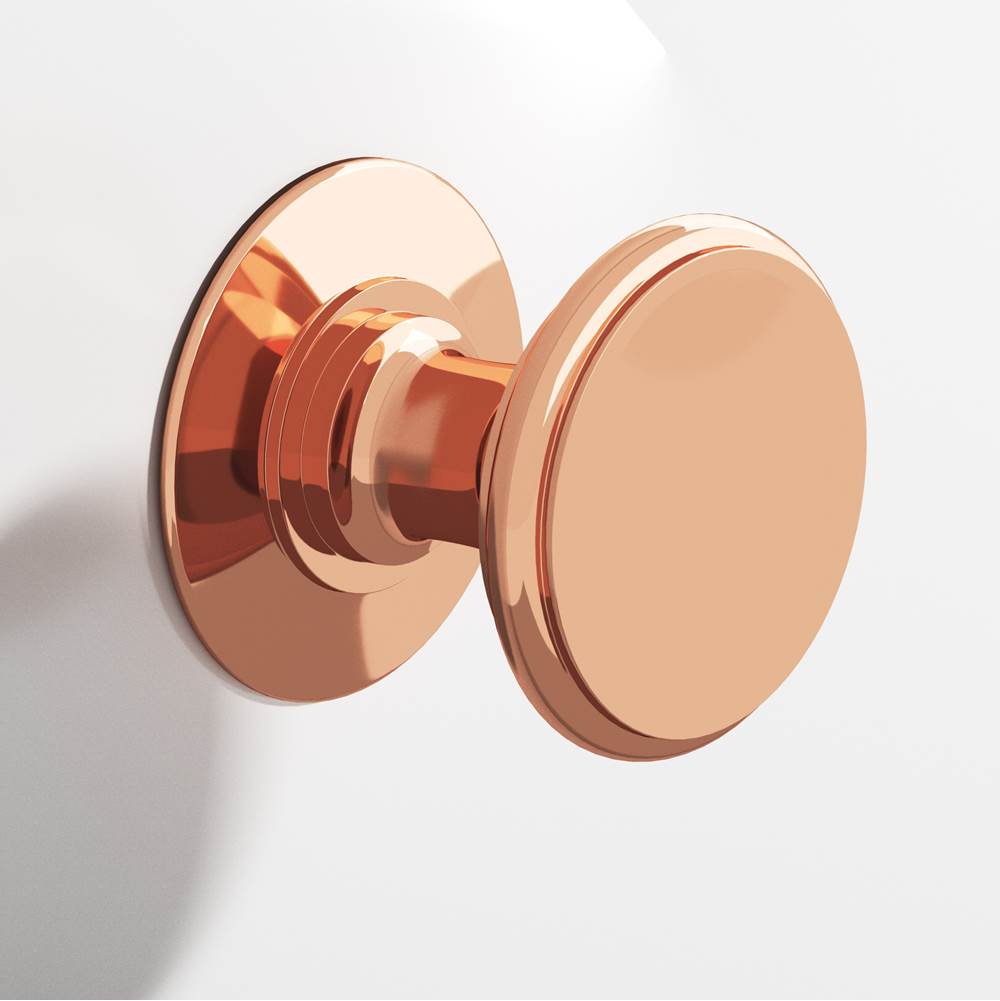 Colonial Bronze - 1.25'' diameter Round Cabinet Knob, Back-to-Back Shower Door Knob Kit hand finished in Polished Copper - Polished Copper