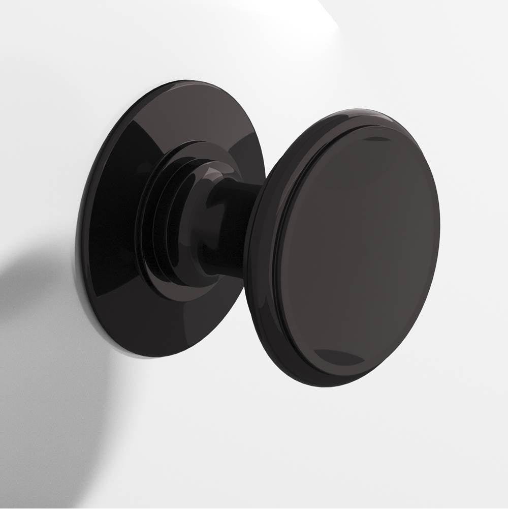 Colonial Bronze - 1.25'' diameter Round Cabinet Knob, Back-to-Back Shower Door Knob Kit hand finished in Satin Black - Satin Black