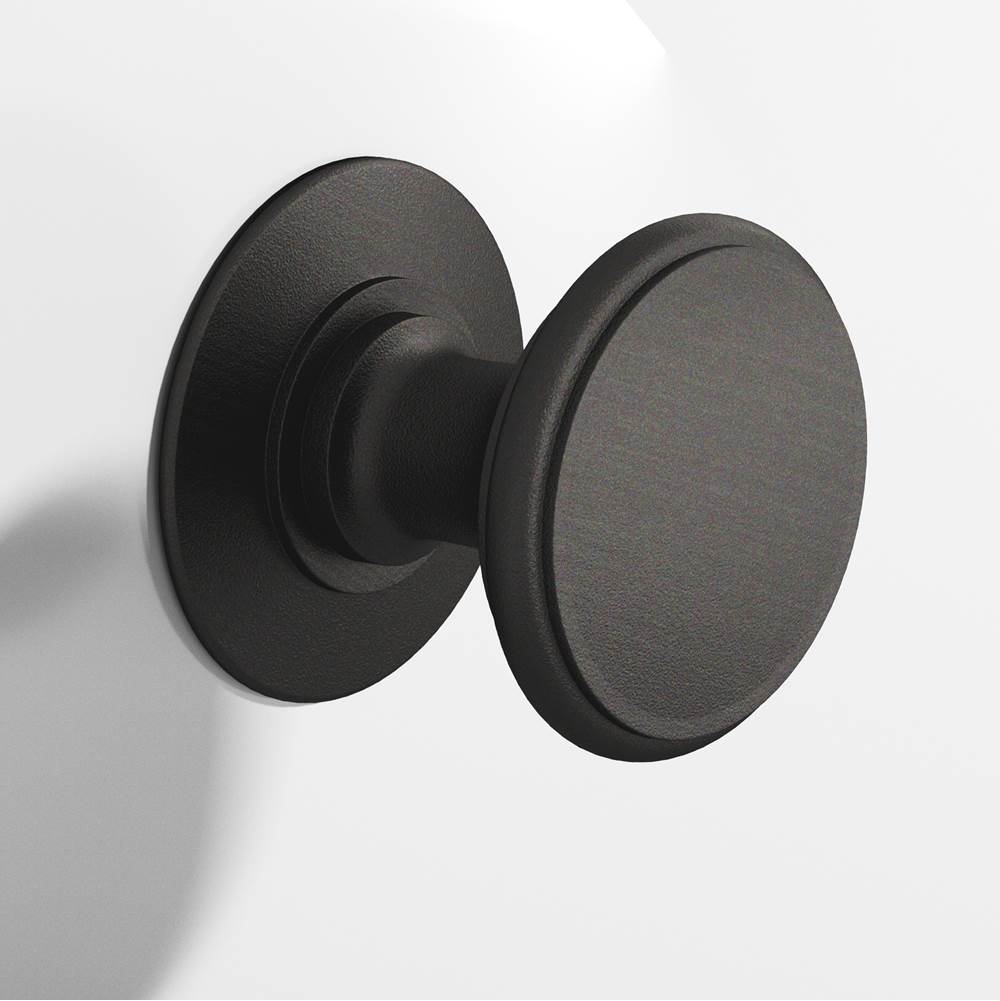Colonial Bronze - 1.25'' diameter Round Cabinet Knob, Back-to-Back Shower Door Knob Kit hand finished in Frost Black - Frost Black