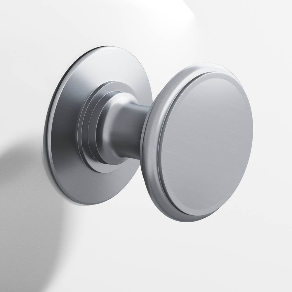 Colonial Bronze - 1.25'' diameter Round Cabinet Knob, Back-to-Back Shower Door Knob Kit hand finished in Satin Chrome - Satin Chrome