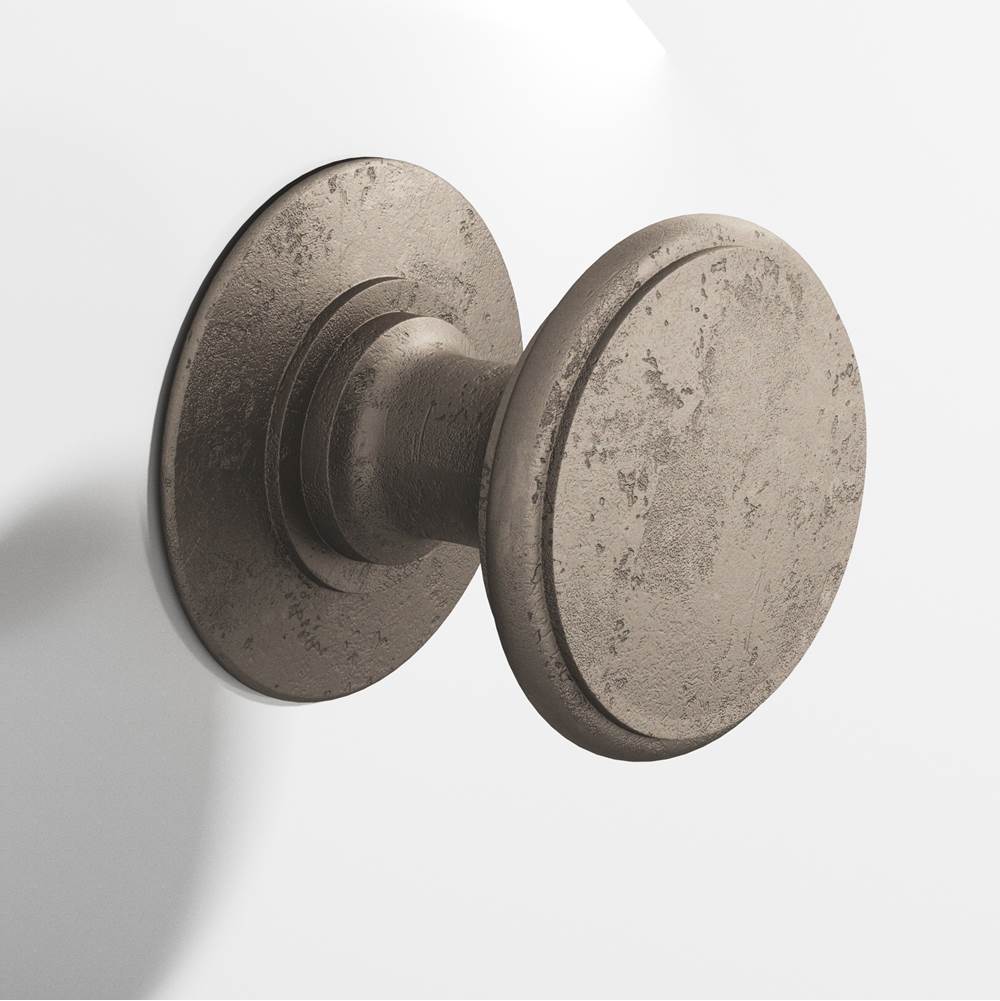 Colonial Bronze - 1.25'' diameter Round Cabinet Knob, Back-to-Back Shower Door Knob Kit hand finished in Distressed Pewter - Distressed Pewter