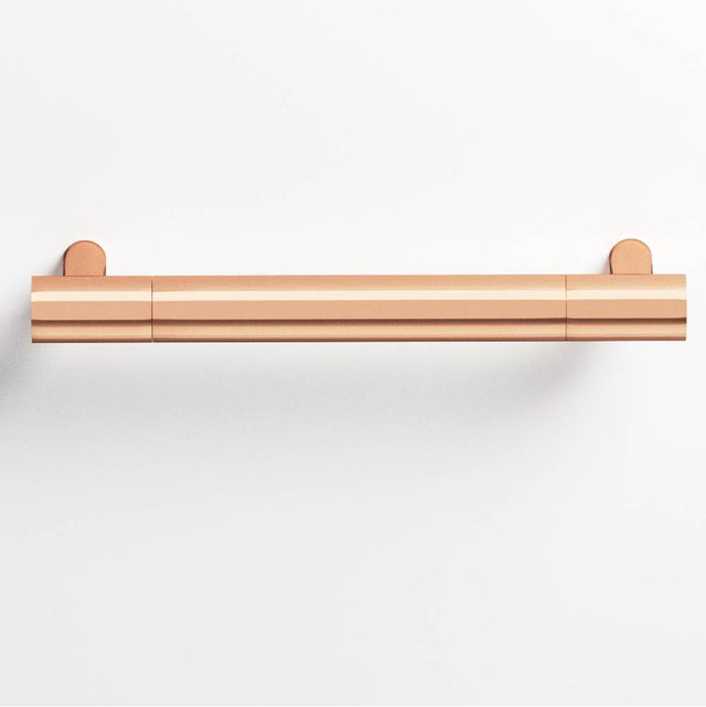 Colonial Bronze - 0.75'' diameter custom length Round Pull with straight posts hand finished in Polished Copper and Polished Copper - Polished Copper,Polished Copper