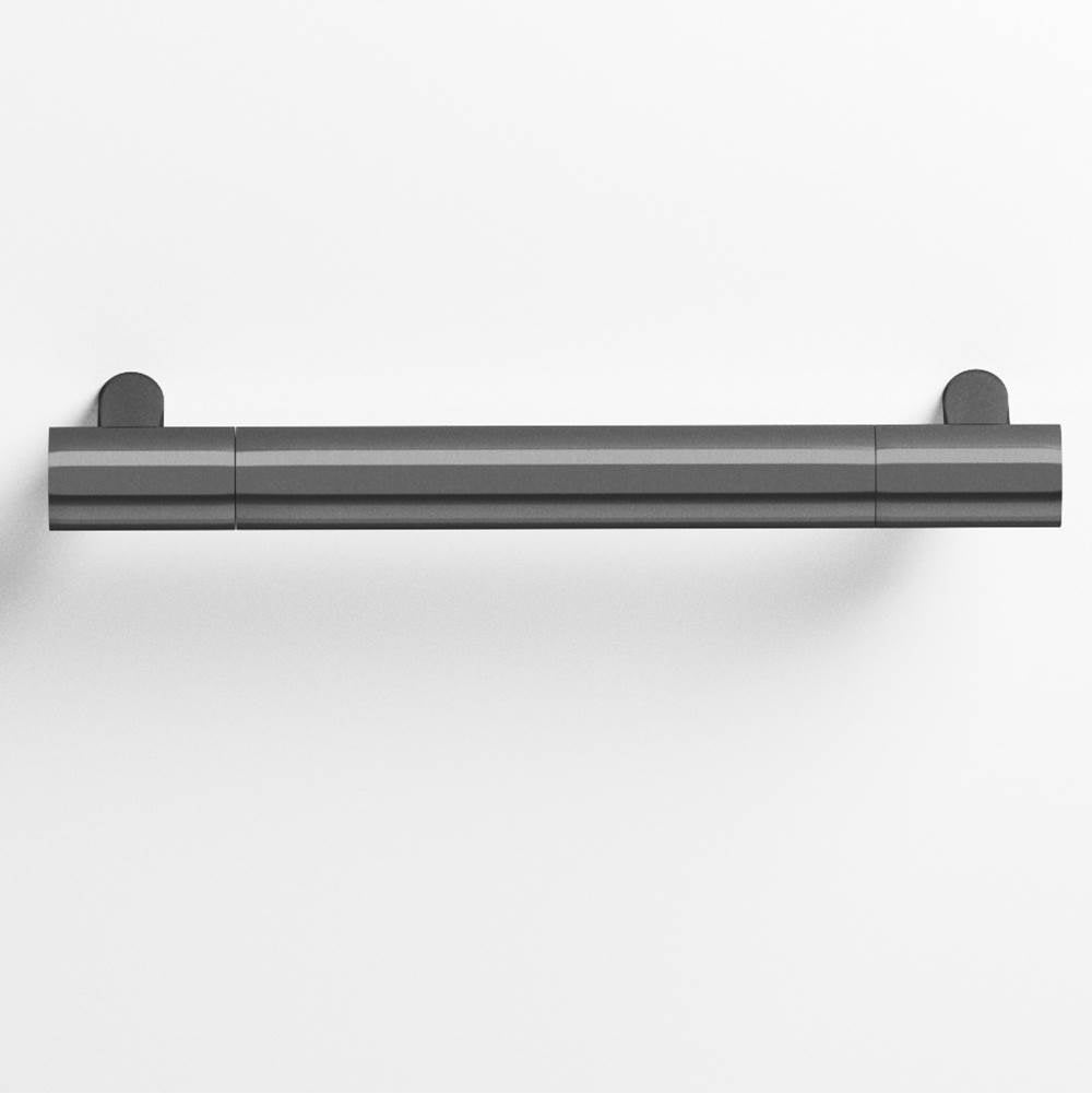Colonial Bronze - 0.5'' diameter custom length Round Pull with straight posts hand finished in Graphite and Graphite - Graphite,Graphite
