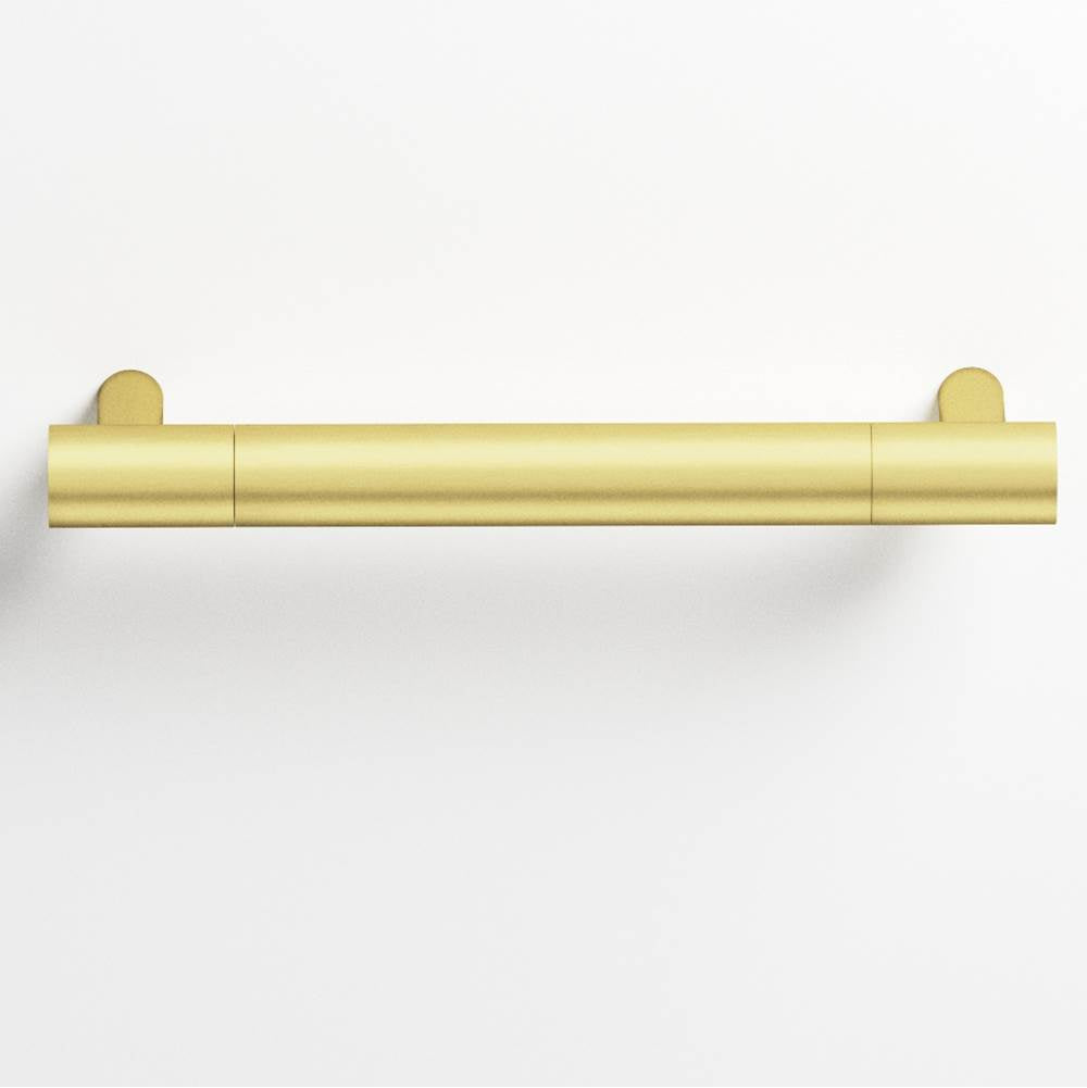 Colonial Bronze - 0.5'' diameter custom length Round Pull with straight posts hand finished in Matte Satin Brass and Matte Satin Brass - Matte Satin Brass,Matte Satin Brass
