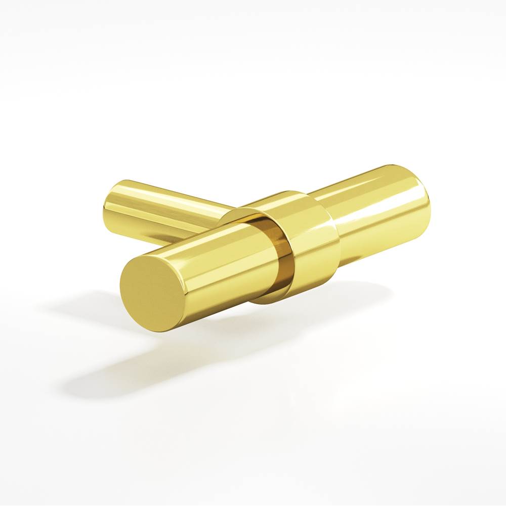 Colonial Bronze - 2'' overall, 0.46875'' diameter Round, collared T Cabinet Knob with straight post hand finished in French Gold and French Gold - French Gold,French Gold