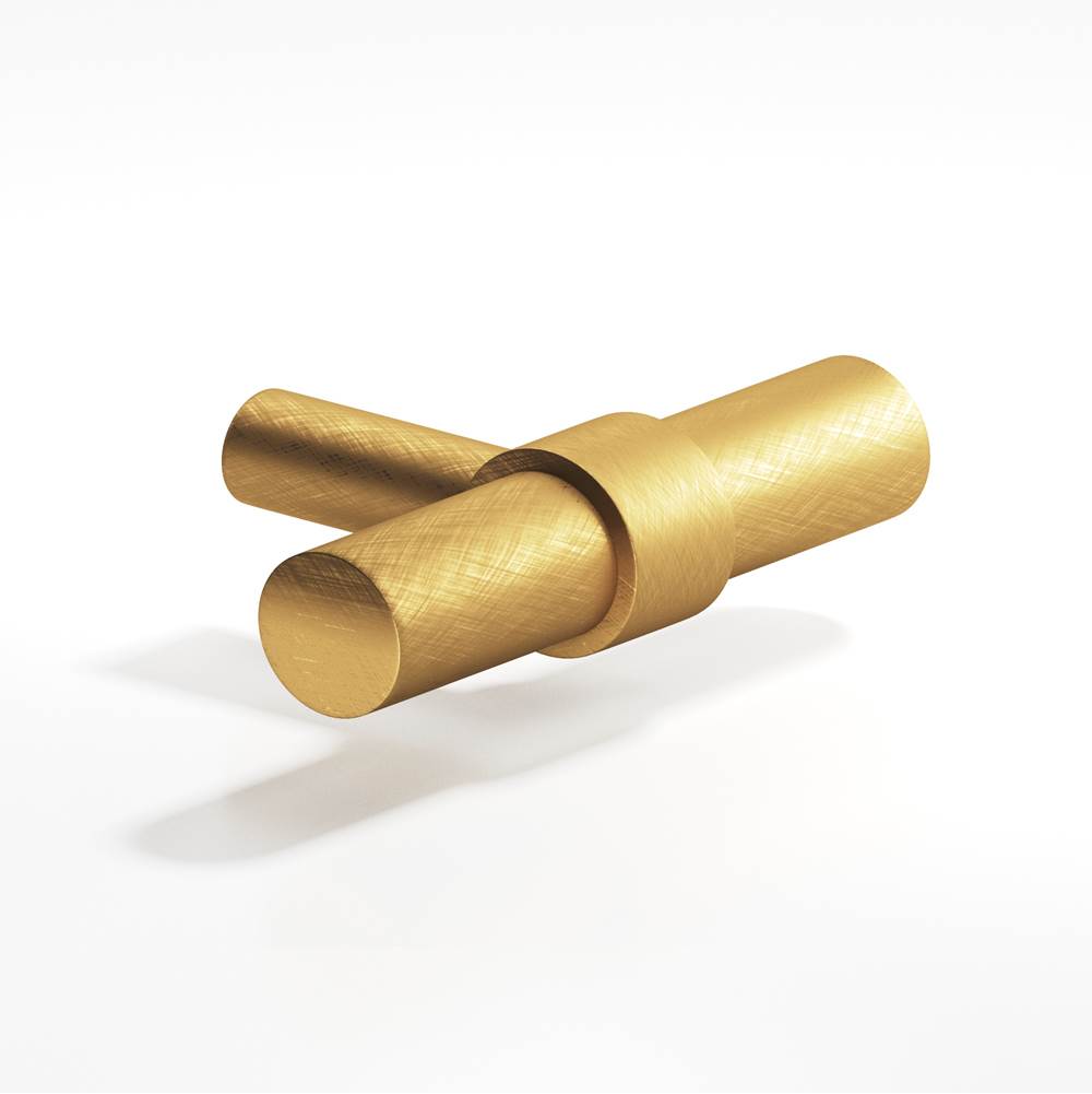 Colonial Bronze - 2'' overall, 0.46875'' diameter Round, collared T Cabinet Knob with straight post hand finished in Weathered Brass and Weathered Brass - Weathered Brass,Weathered Brass