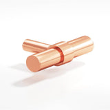 Colonial Bronze - 2'' overall, 0.46875'' diameter Round, collared T Cabinet Knob with straight post hand finished in Satin Copper and Satin Copper - Satin Copper,Satin Copper