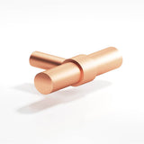 Colonial Bronze - 2'' overall, 0.46875'' diameter Round, collared T Cabinet Knob with straight post hand finished in Matte Satin Copper and Matte Satin Copper - Matte Satin Copper,Matte Satin Copper