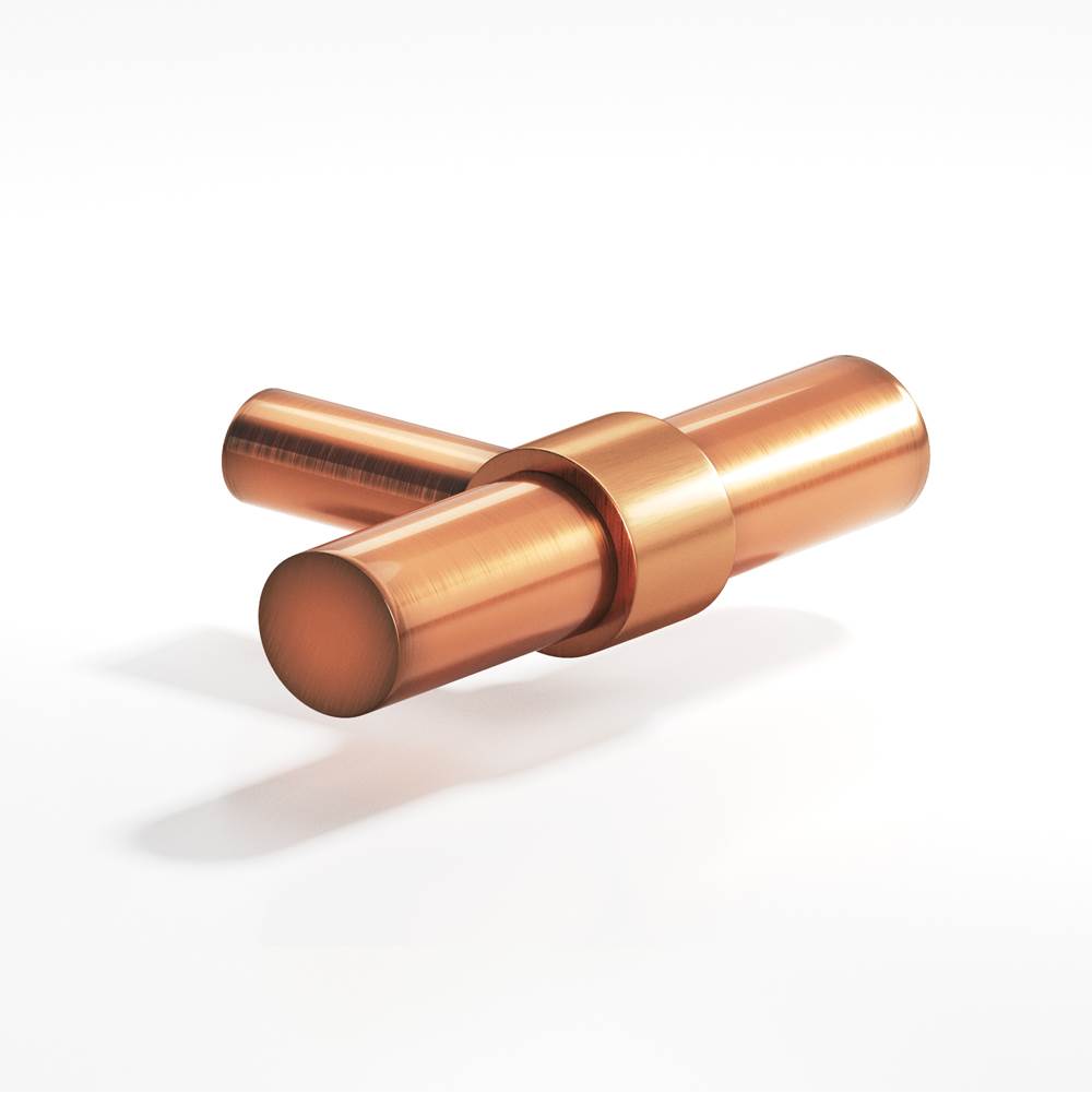 Colonial Bronze - 2'' overall, 0.46875'' diameter Round, collared T Cabinet Knob with straight post hand finished in Antique Copper and Antique Copper - Antique Copper,Antique Copper