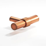 Colonial Bronze - 2'' overall, 0.46875'' diameter Round, collared T Cabinet Knob with straight post hand finished in Antique Copper and Antique Copper - Antique Copper,Antique Copper