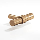 Colonial Bronze - 2'' overall, 0.46875'' diameter Round, collared T Cabinet Knob with straight post hand finished in Polished Bronze and Polished Bronze - Polished Bronze,Polished Bronze