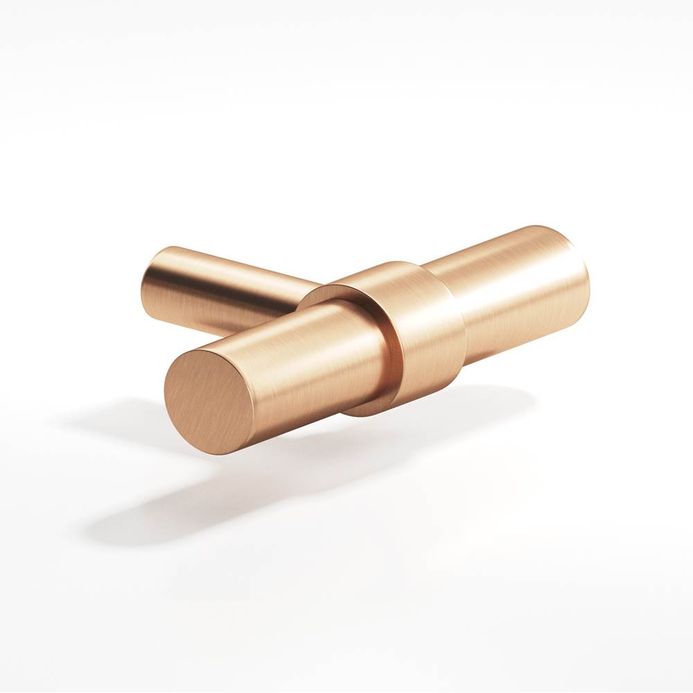 Colonial Bronze - 2'' overall, 0.46875'' diameter Round, collared T Cabinet Knob with straight post hand finished in Satin Bronze and Satin Bronze - Satin Bronze,Satin Bronze