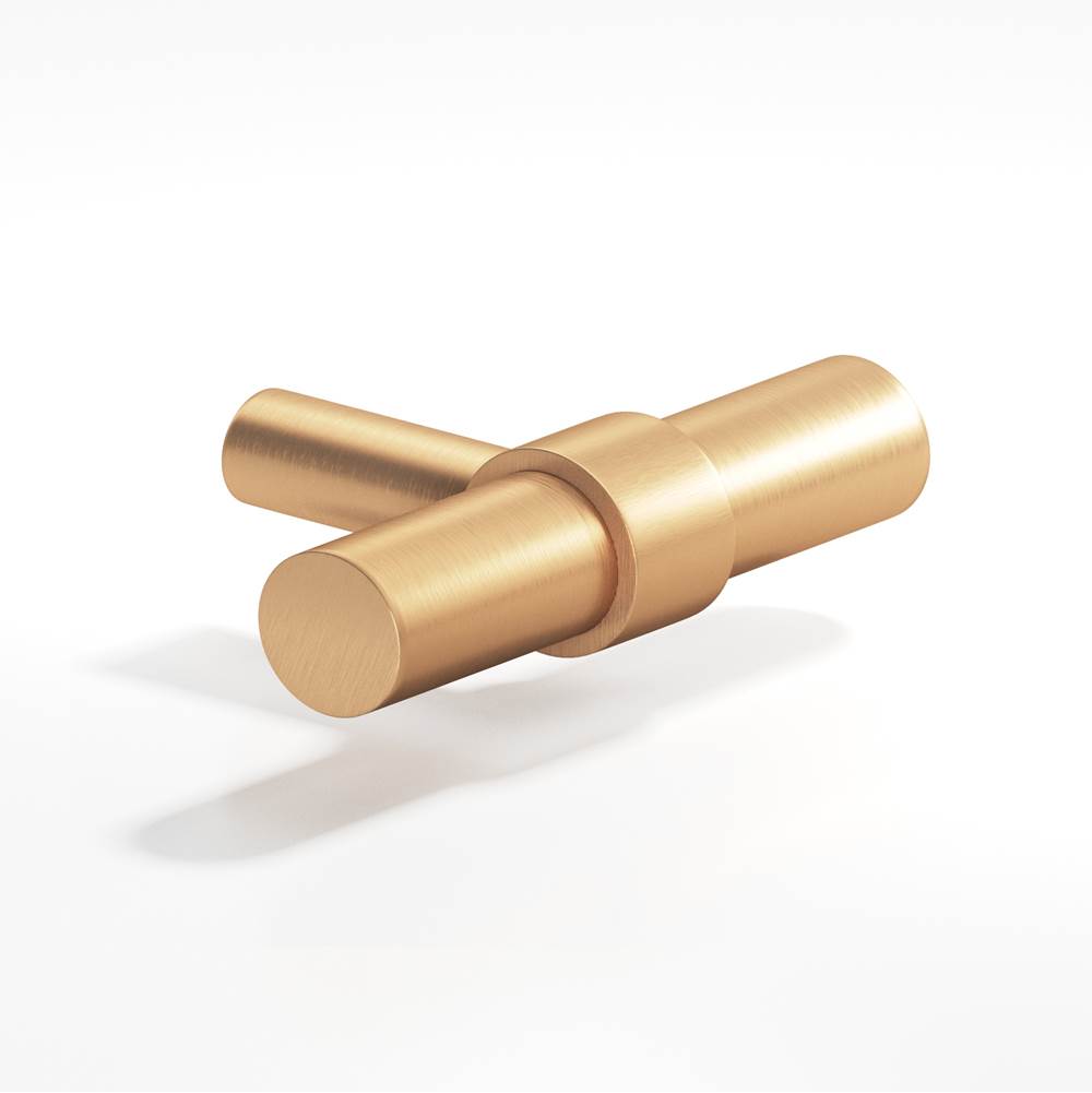Colonial Bronze - 2'' overall, 0.46875'' diameter Round, collared T Cabinet Knob with straight post hand finished in Matte Satin Bronze and Matte Satin Bronze - Matte Satin Bronze,Matte Satin Bronze