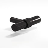 Colonial Bronze - 2'' overall, 0.46875'' diameter Round, collared T Cabinet Knob with straight post hand finished in Satin Black and Satin Black - Satin Black,Satin Black