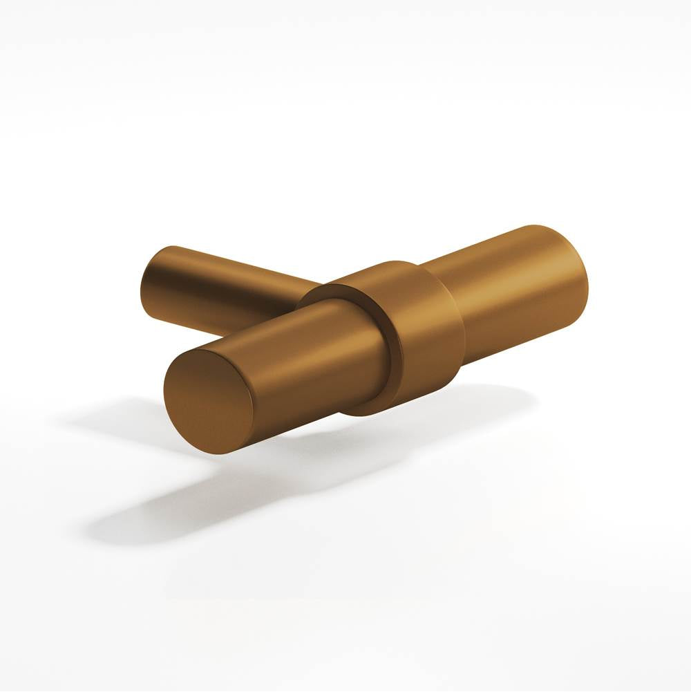 Colonial Bronze - 2'' overall, 0.46875'' diameter Round, collared T Cabinet Knob with straight post hand finished in Matte Light Statuary Bronze and Matte Light Statuary Bronze - Matte Light Statuary Bronze,Matte Light Statuary Bronze