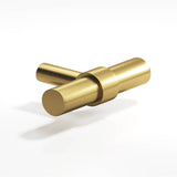 Colonial Bronze - 2'' overall, 0.46875'' diameter Round, collared T Cabinet Knob with straight post hand finished in Matte Satin Black and Matte Satin Brass - Matte Satin Black,Matte Satin Brass