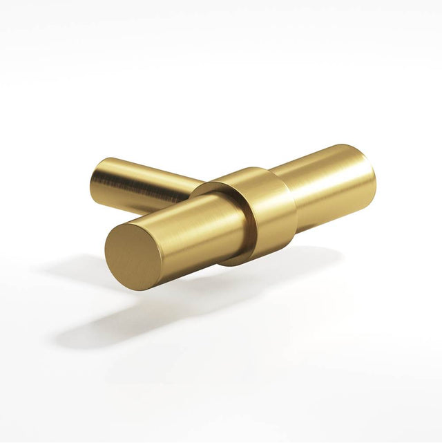 Colonial Bronze - 2'' overall, 0.46875'' diameter Round, collared T Cabinet Knob with straight post hand finished in Matte Satin Black and Matte Satin Brass - Matte Satin Black,Matte Satin Brass