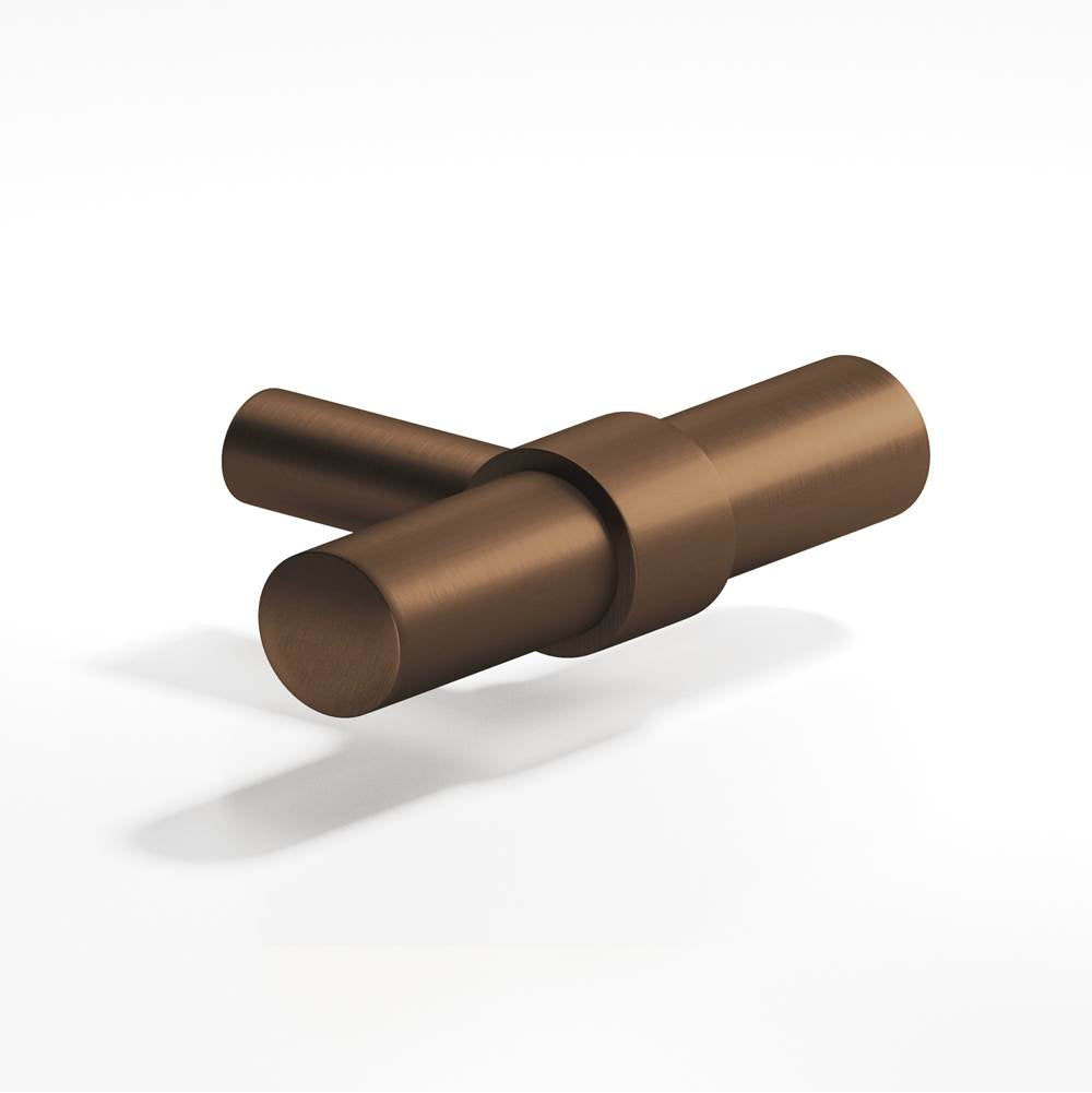 Colonial Bronze - 2'' overall, 0.46875'' diameter Round, collared T Cabinet Knob with straight post hand finished in Matte Oil Rubbed Bronze and Matte Oil Rubbed Bronze - Matte Oil Rubbed Bronze,Matte Oil Rubbed Bronze