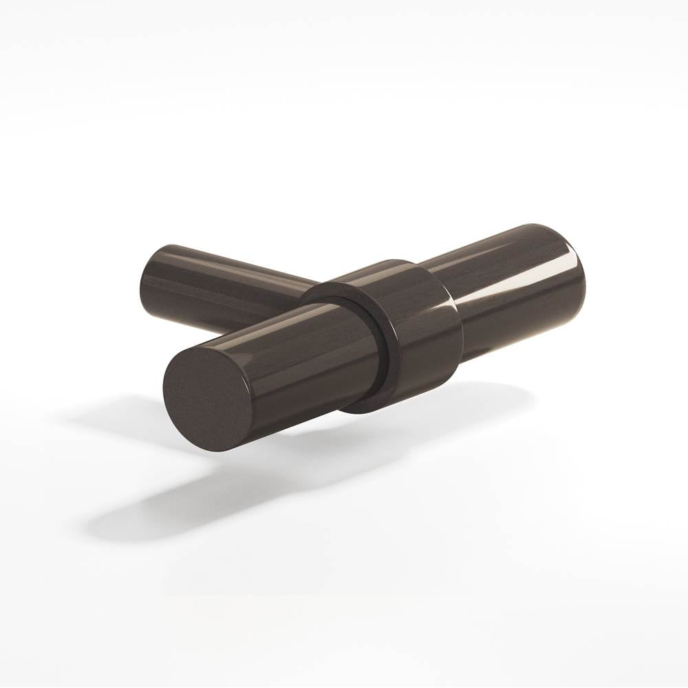 Colonial Bronze - 2'' overall, 0.46875'' diameter Round, collared T Cabinet Knob with straight post hand finished in Dark Statuary Bronze and Dark Statuary Bronze - Dark Statuary Bronze,Dark Statuary Bronze
