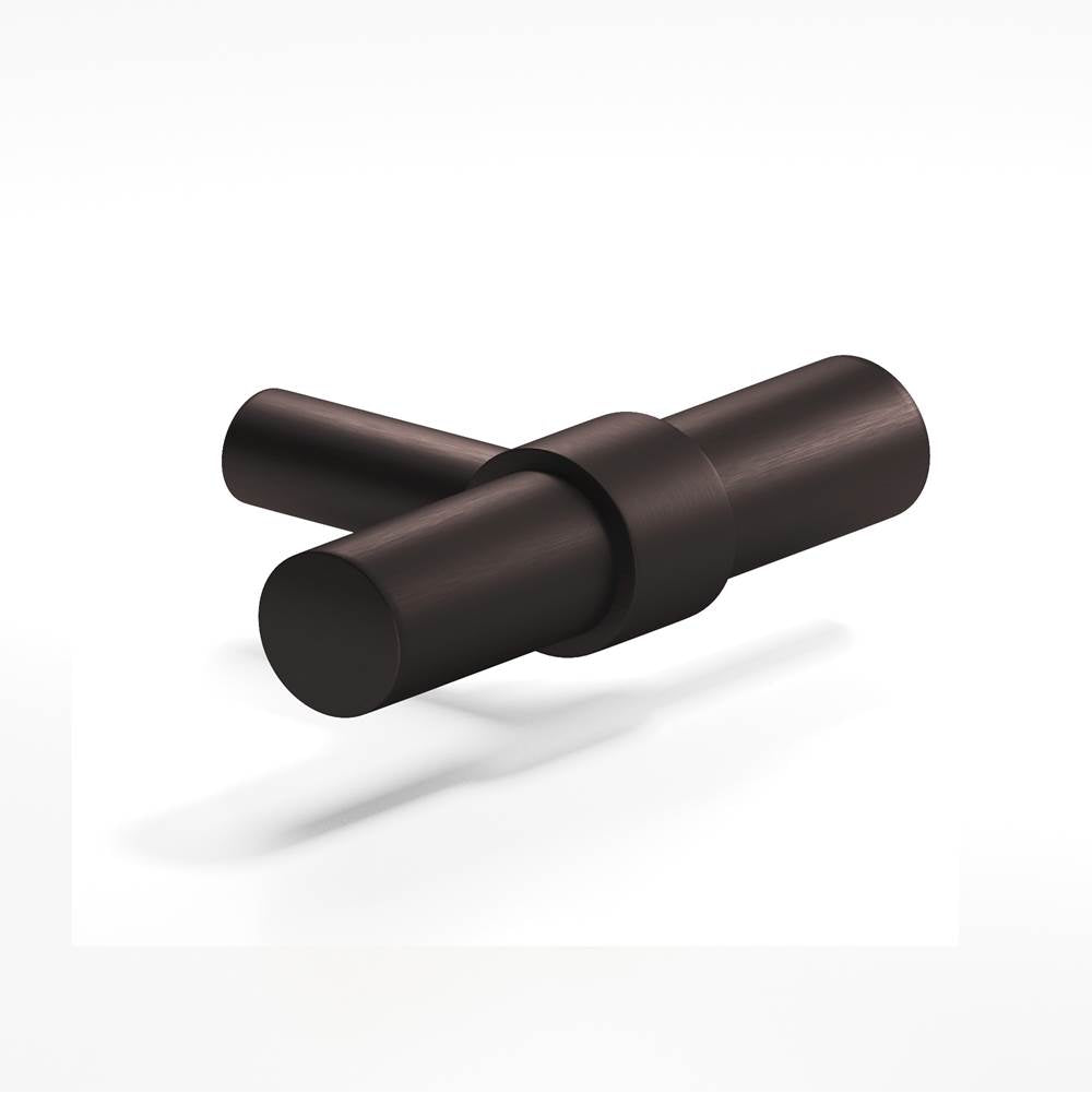 Colonial Bronze - 2'' overall, 0.46875'' diameter Round, collared T Cabinet Knob with straight post hand finished in Matte Dark Statuary Bronze and Matte Dark Statuary Bronze - Matte Dark Statuary Bronze,Matte Dark Statuary Bronze