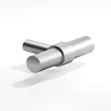 Colonial Bronze - 2'' overall, 0.46875'' diameter Round, collared T Cabinet Knob with straight post hand finished in Matte Satin Chrome and Matte Satin Chrome - Matte Satin Chrome,Matte Satin Chrome