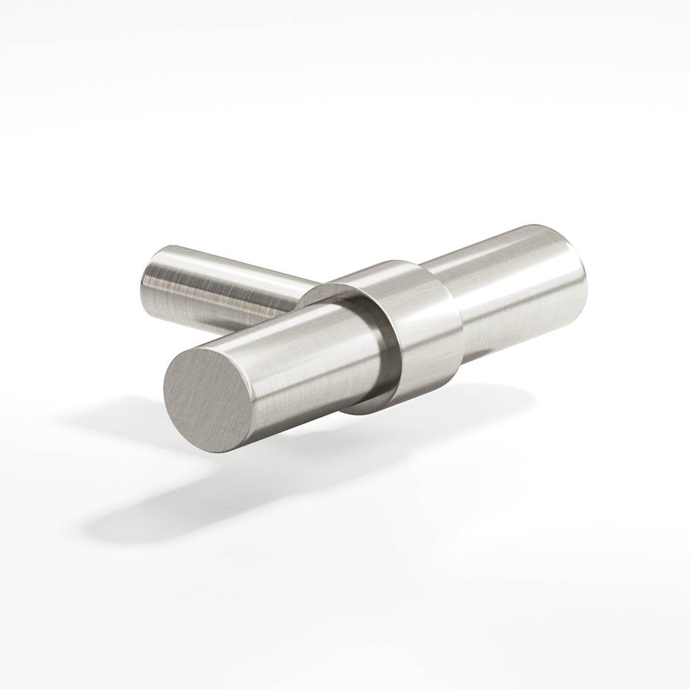 Colonial Bronze - 2'' overall, 0.46875'' diameter Round, collared T Cabinet Knob with straight post hand finished in Satin Nickel and Satin Nickel - Satin Nickel,Satin Nickel