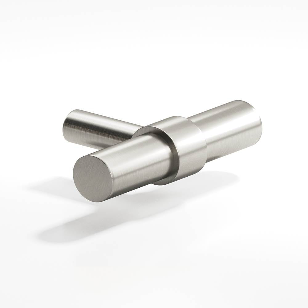 Colonial Bronze - 2'' overall, 0.46875'' diameter Round, collared T Cabinet Knob with straight post hand finished in Nickel Stainless and Nickel Stainless - Nickel Stainless,Nickel Stainless
