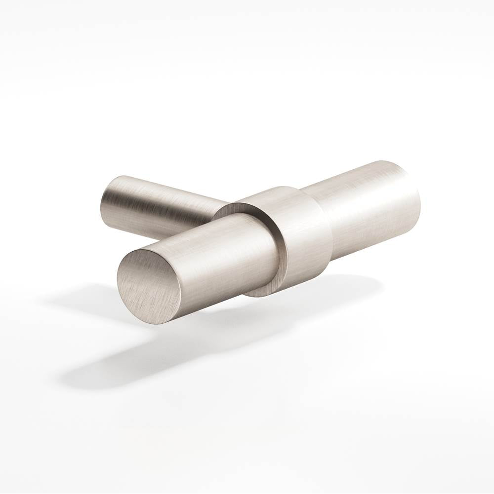 Colonial Bronze - 2'' overall, 0.46875'' diameter Round, collared T Cabinet Knob with straight post hand finished in Matte Satin Nickel and Matte Satin Nickel - Matte Satin Nickel,Matte Satin Nickel