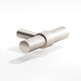 Colonial Bronze - 2'' overall, 0.46875'' diameter Round, collared T Cabinet Knob with straight post hand finished in Matte Satin Nickel and Matte Satin Nickel - Matte Satin Nickel,Matte Satin Nickel