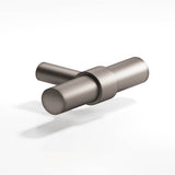 Colonial Bronze - 2'' overall, 0.46875'' diameter Round, collared T Cabinet Knob with straight post hand finished in Pewter and Pewter - Pewter,Pewter