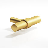 Colonial Bronze - 2'' overall, 0.46875'' diameter Round, collared T Cabinet Knob with straight post hand finished in Frost Brass  and Frost Brass - Frost Brass,Frost Brass