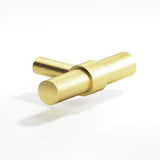 Colonial Bronze - 2'' overall, 0.46875'' diameter Round, collared T Cabinet Knob with straight post hand finished in Matte Satin Brass and Matte Satin Brass - Matte Satin Brass,Matte Satin Brass