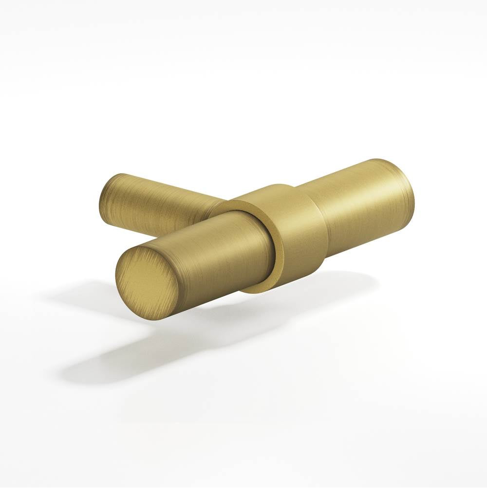Colonial Bronze - 2'' overall, 0.46875'' diameter Round, collared T Cabinet Knob with straight post hand finished in Matte Antique Satin Brass and Matte Antique Satin Brass - Matte Antique Satin Brass,Matte Antique Satin Brass