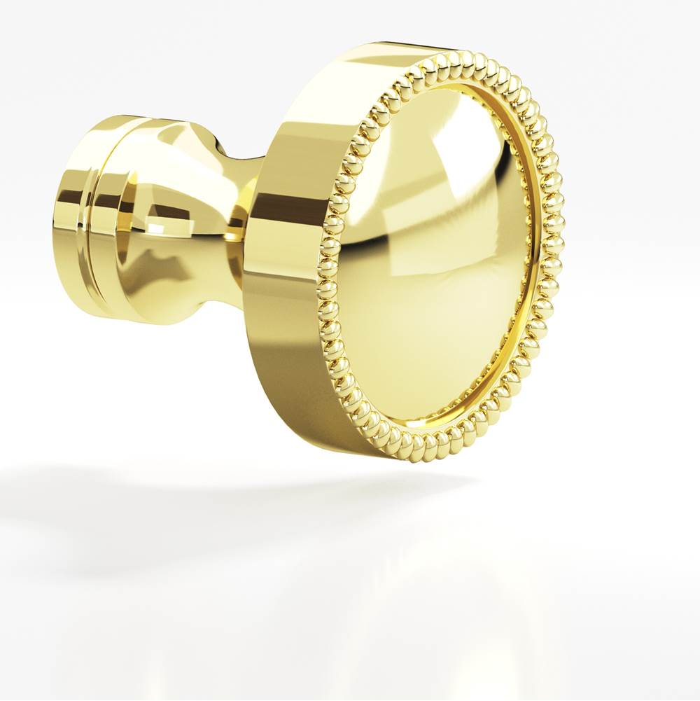 Colonial Bronze - 1.25'' diameter Round, beaded Cabinet Knob, Back-to-Back Shower Door Knob Kit hand finished in Polished Brass and Polished Brass - Polished Brass,Polished Brass